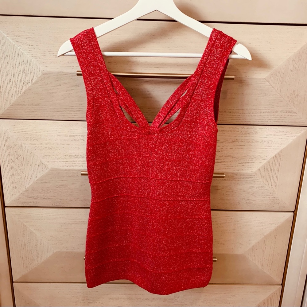2B BEBE | Beautiful Ruby Red and Gold Tank